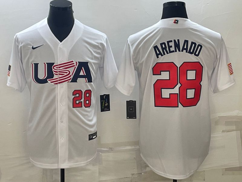 Men 2023 World Cub USA #28 Arenado White Nike MLB Jersey4->more jerseys->MLB Jersey